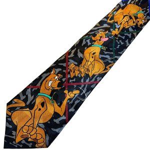 SCOOBY DOO Vintage 100% Silk Graphic Neck Tie w/ Gray Dog Bones